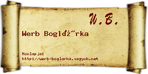 Werb Boglárka névjegykártya
